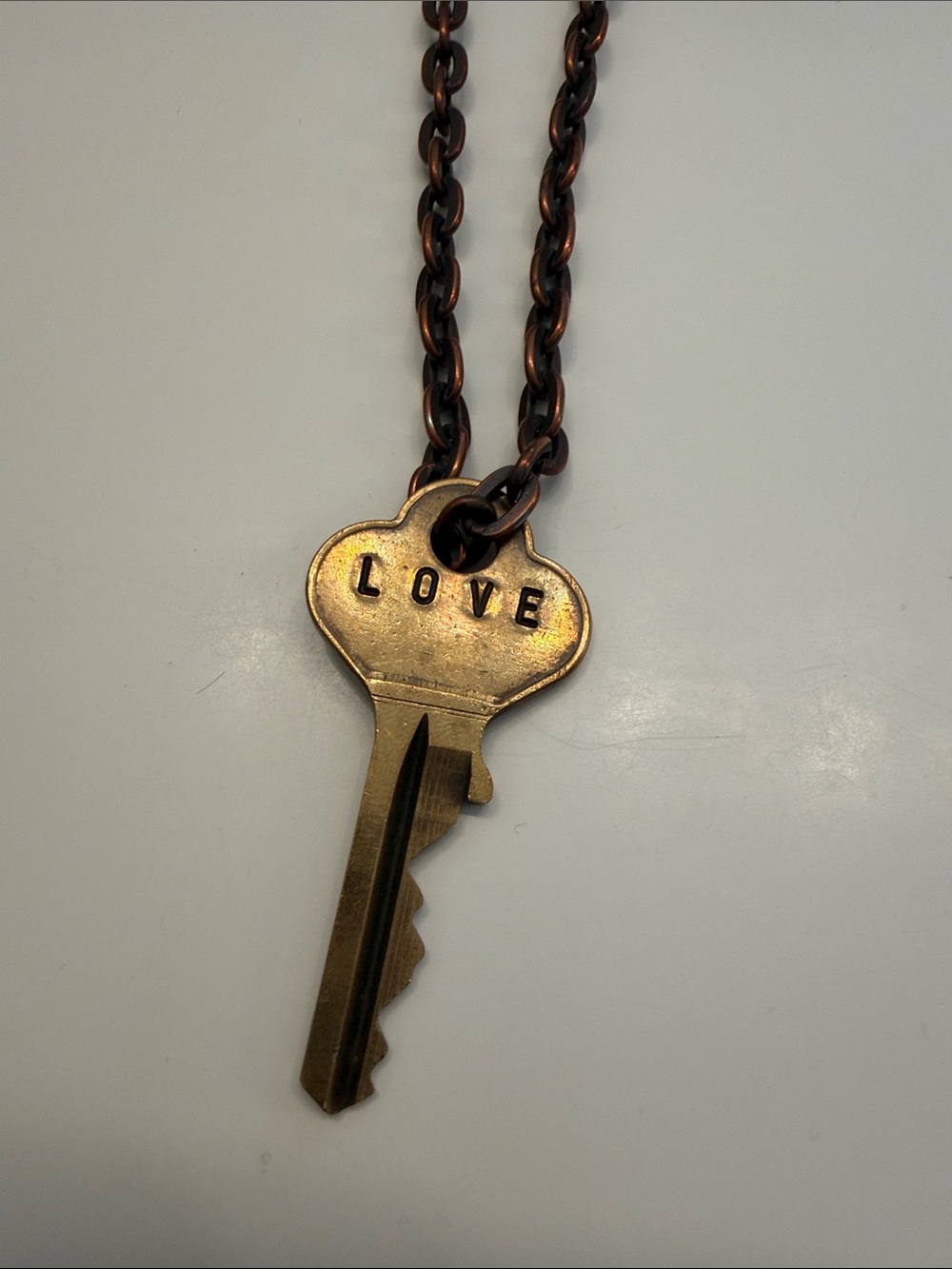 The Giving Keys Antique Brass LOVE Key Pendant Necklace